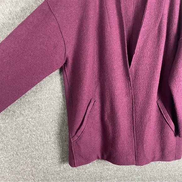 Eileen Fisher Boiled Wool Jacket Purple Minimalist Quiet Luxury Fall Coatigan L - Picture 3 of 10